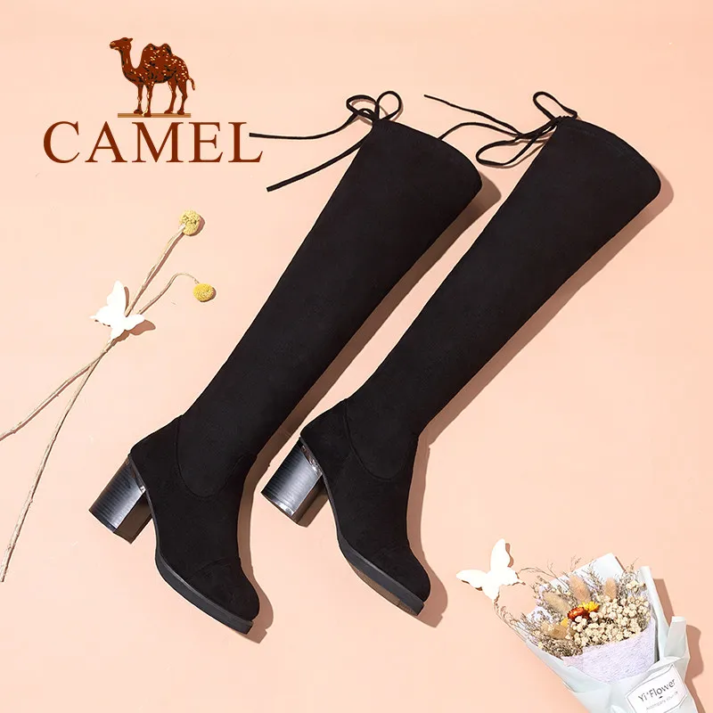 CAMEL/Женская обувь Зимние Сапоги выше колена высокие сапоги до бедра из эластичной
