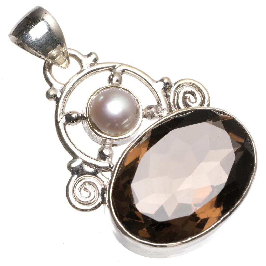 Stargems (TM) Натуральный дымчатый кварц и речной жемчужиной ручной работы Уникальные