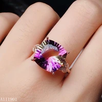 kjjeaxcmy fine jewelry 925 silver inlaid natural ametrine square women ring support detection