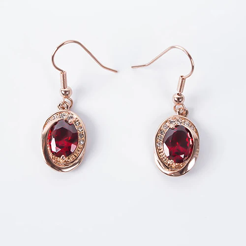Women Fashion Oval Rhinestone Pendant Chain Necklace Hook Earrings Jewelry Set | Украшения и аксессуары