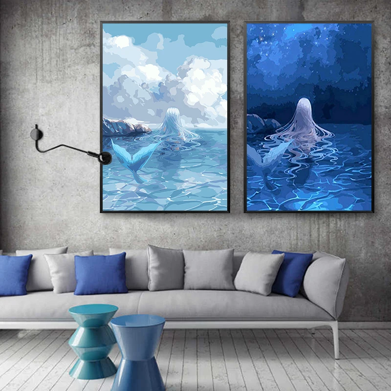 Картина по номерам Русалка чудо теплый КИТ мультяшный морской фантазийный