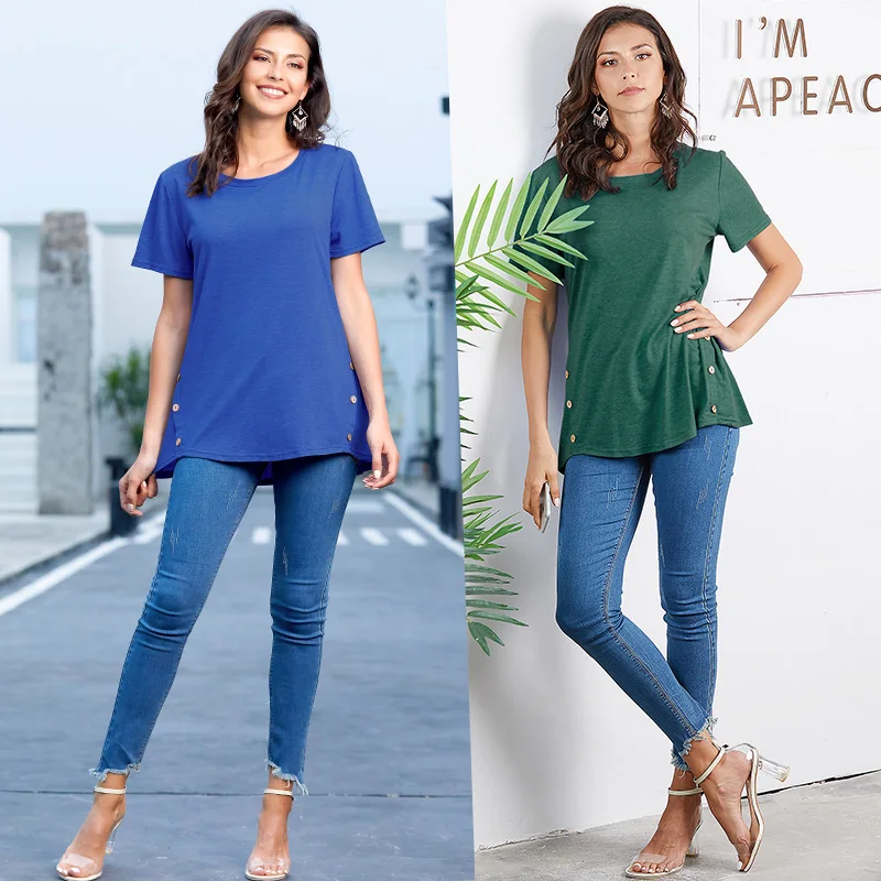 Женская футболка с коротким рукавом H80 & S90 Повседневная круглым вырезом и