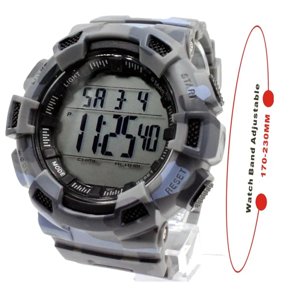 Цифровые наручные часы темно серого цвета с подсветкой водонепроницаемые