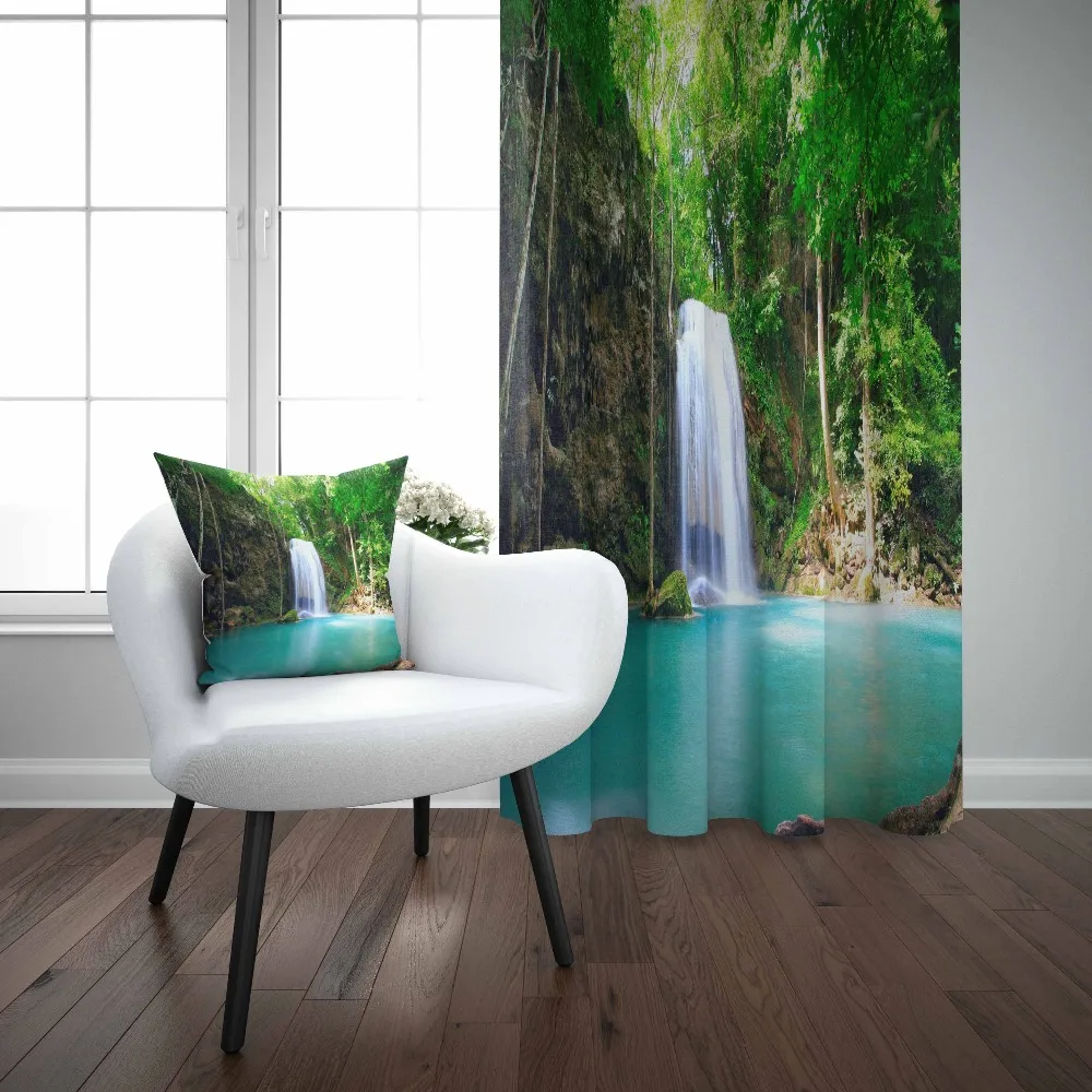 Еще Зеленый Горный водопад озеро природа цветочный 3d печати фото Гостиная