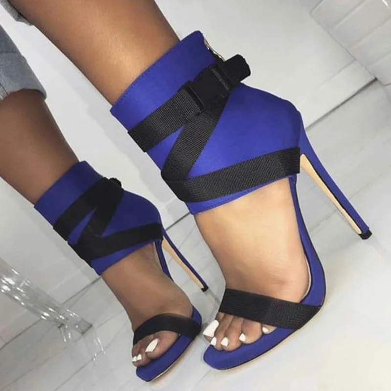 Женские босоножки на высоком каблуке сандалии гладиаторы с пряжкой шпильке