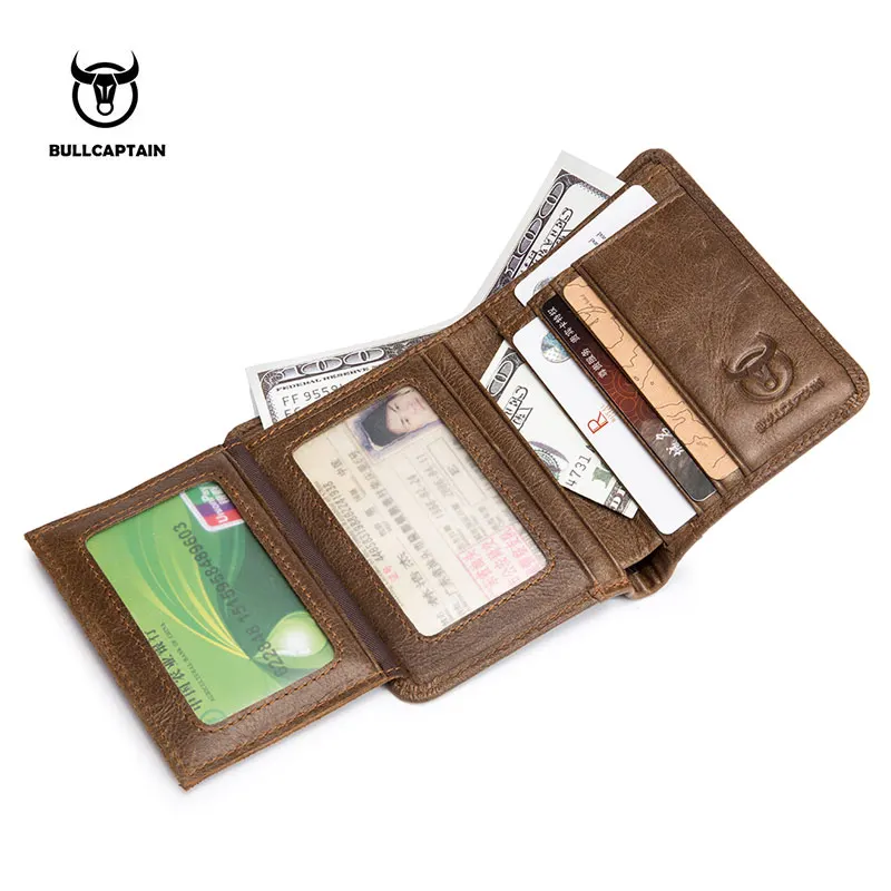 BULLCAPTAIN 2018 Новое поступление мужской кошелек из воловьей кожи портмоне
