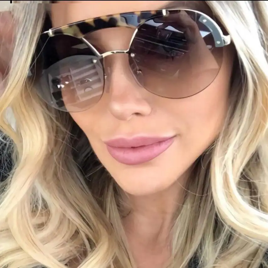 Женские модные роскошные солнцезащитные очки для женщин двойной мост с круглой