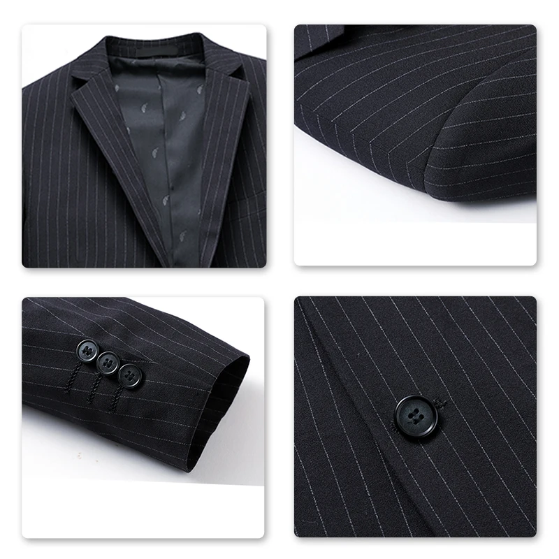 Мужской деловой костюм YUNCLOS классический свадебный в полоску приталенный