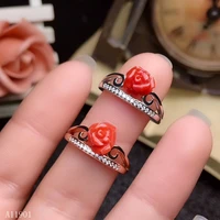kjjeaxcmy fine jewelry 925 silver inlaid natural ruby coral girl ring support identification