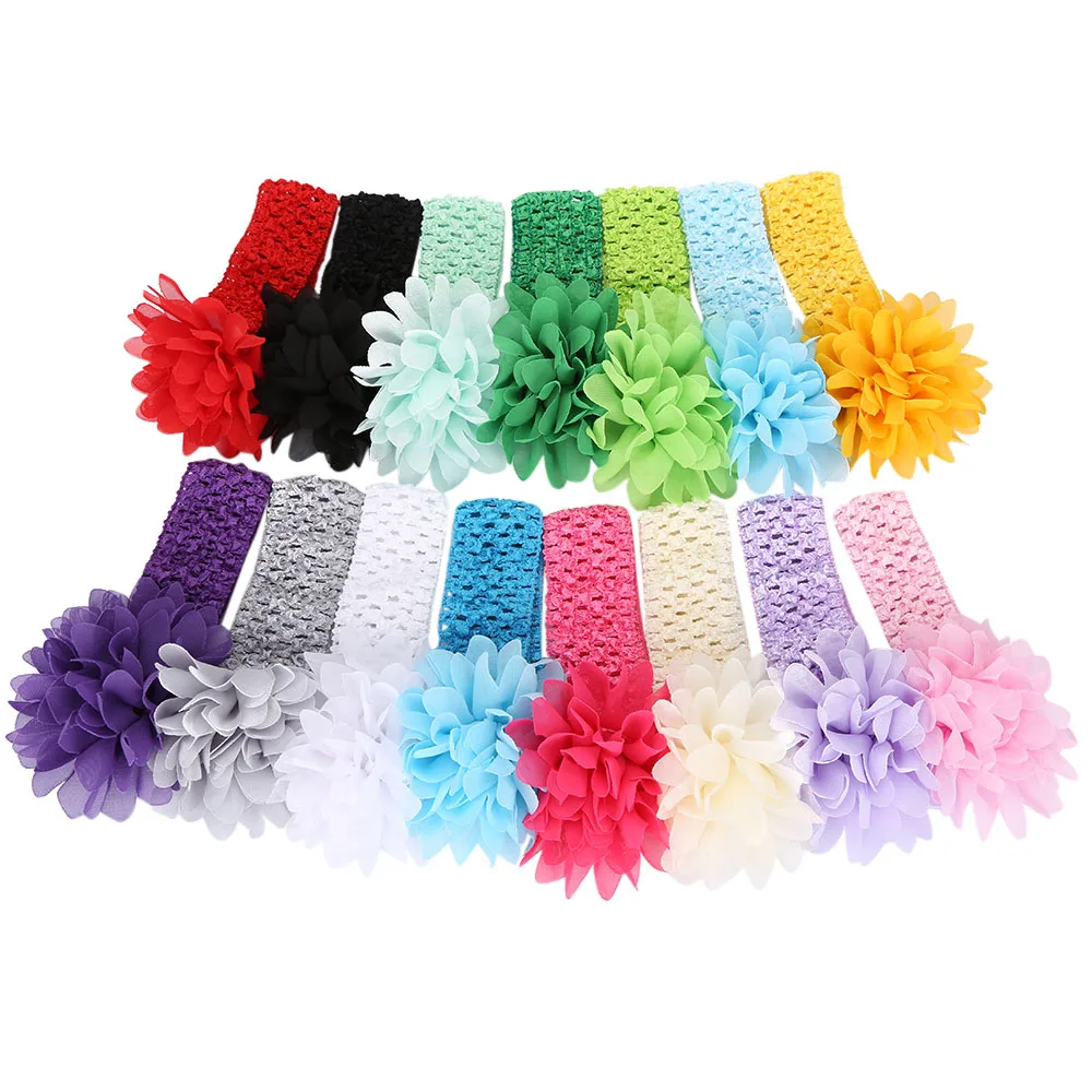 Новорожденных Цветы Распечатать Цветочные Эластичный диапазон Волос Девушки