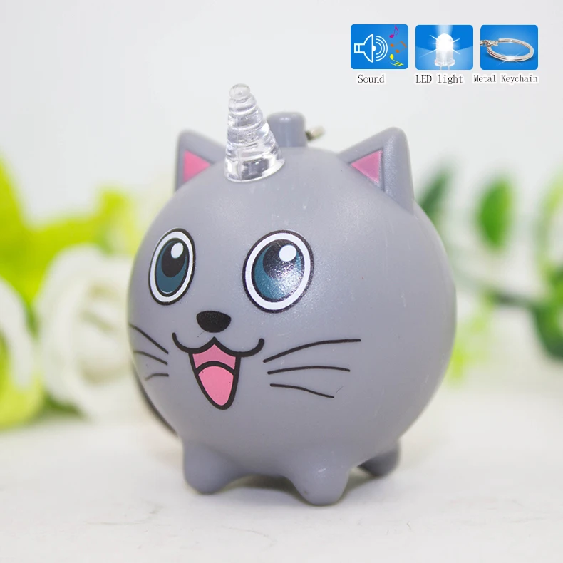 Кошка с звуковой сигнал брелок с светодиодный фонарик женская сумка очаровательные аксессуары прекрасный подарок Брелоки для детей подвесной кулон