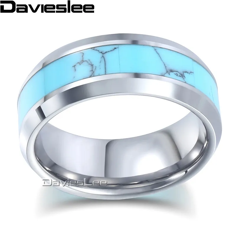 Мужское кольцо с инкрустацией Davieslee обручальное из карбида вольфрама