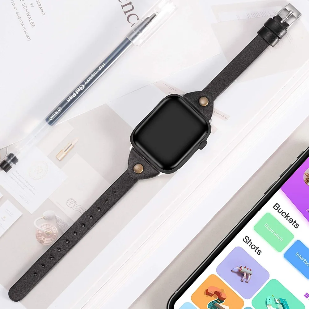 Toyouths тонкий кожаный ремешок для Apple Watch iWatch женский мужской спортивный ремешок тонкий браслет для отдыха Serise 1 2 3 4