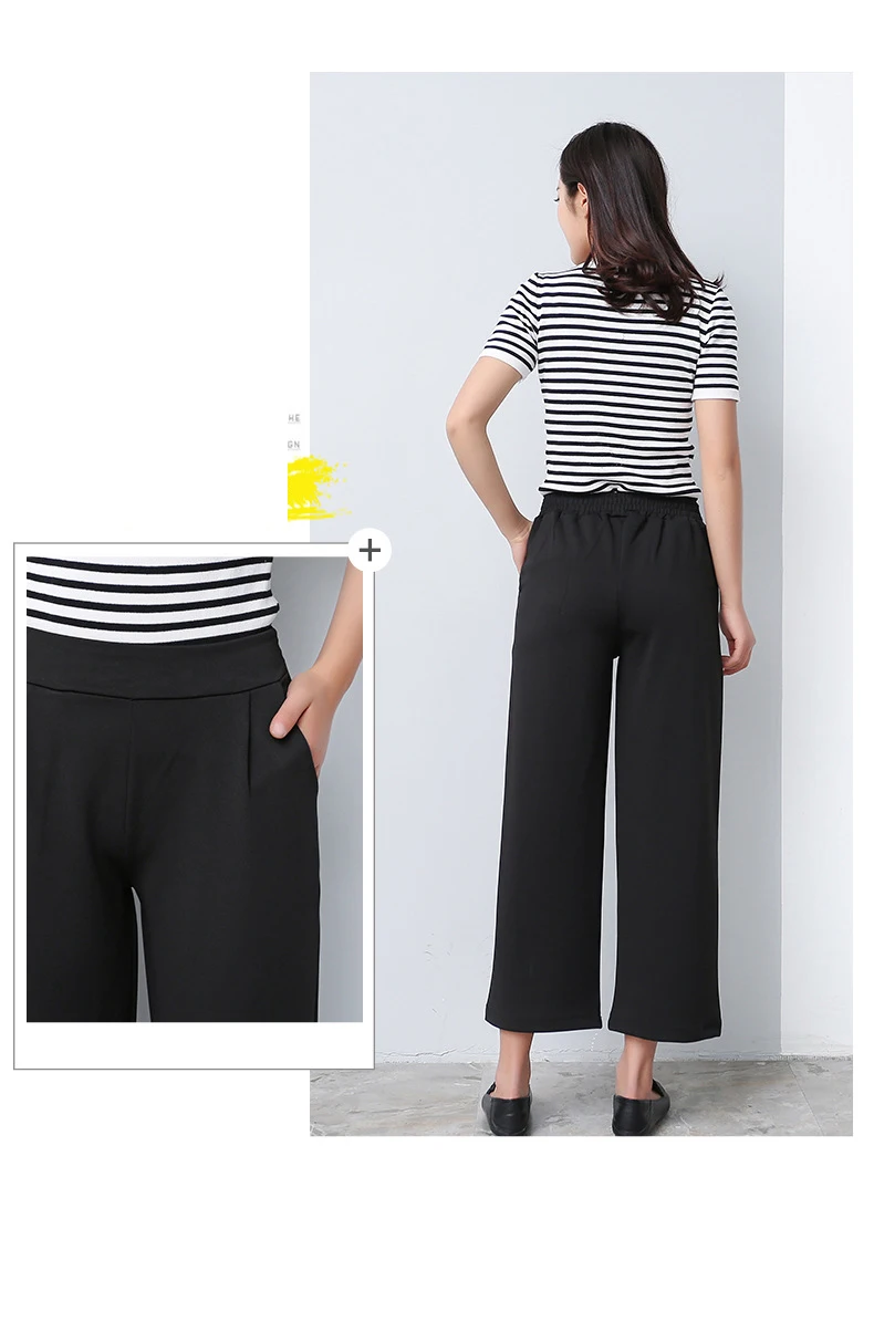 2018 женские летние новые широкие брюки OL брюки женские повседневные офисные брюки с высокой талией до щиколотки шифоновые брюки S-3XL от AliExpress WW