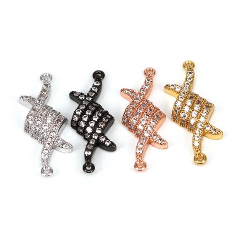 

Fashion Clear CZ Handshake connector Micro Pave pendant White Cubic Zircon pendant plated Bracelet Hand Chain Anklet