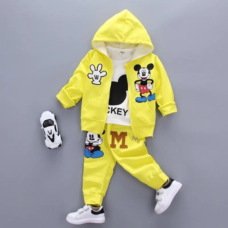 Spring Autumn Baby Girls Boys Cotton Clothes Children Cartoon Mouse Hoodies T-shirt Pants 3 Pcs/Sets Kids Casual Sport | Детская одежда