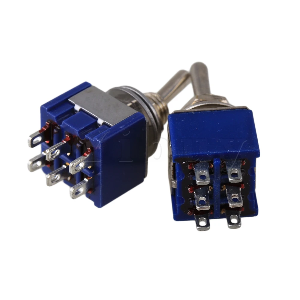 Yibuy 20 шт синий 3 полосный AC 125V 6A двухполюсный DPDT ВКЛ/ВЫКЛ/вкл Тип 3P тумблер|Детали и