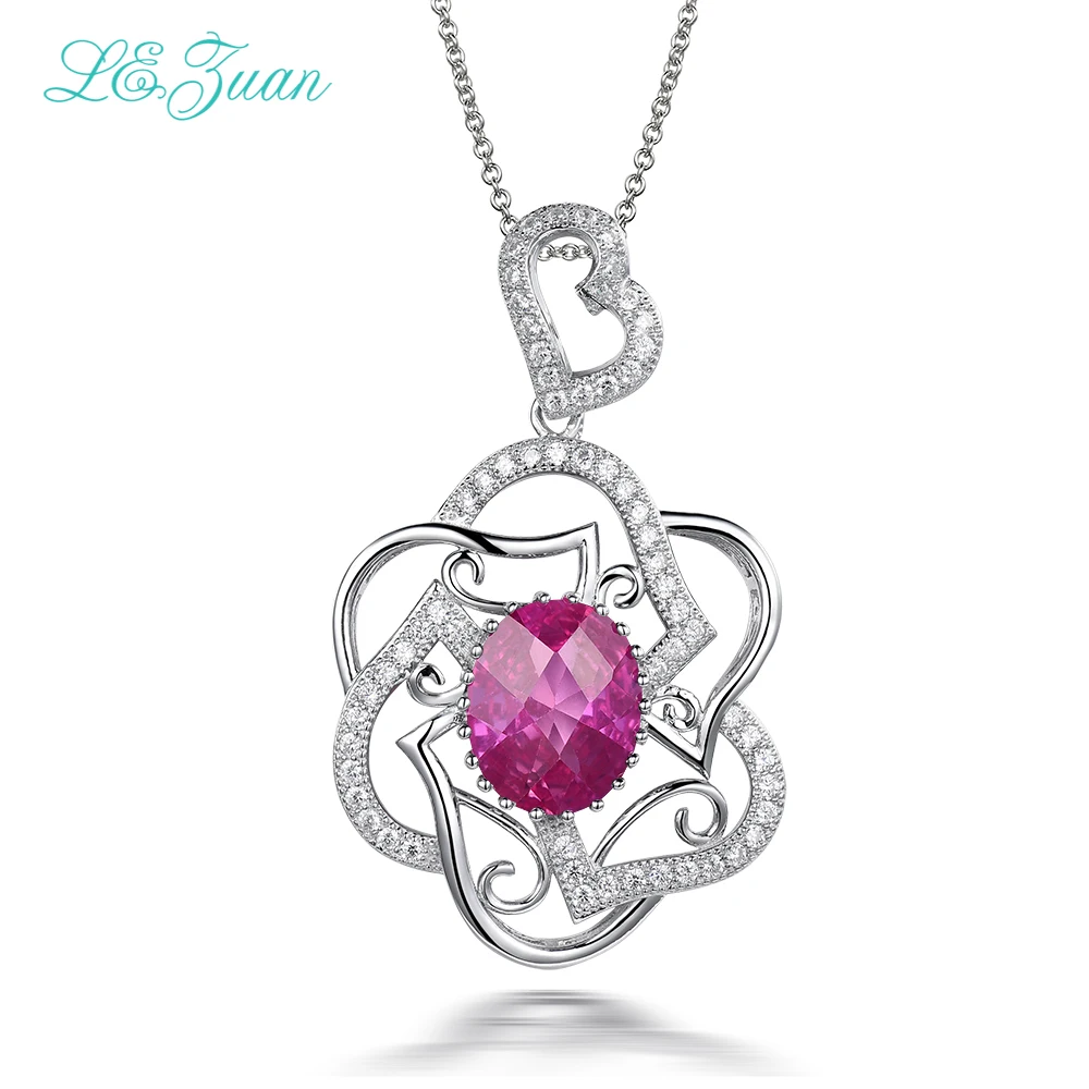 

I&zuan Necklaces Pendants For Women 100% 925 Sterling Silver Jewelry 4.88ct Ruby Cluster Gems Fine Jewelry Necklace P0073-W07