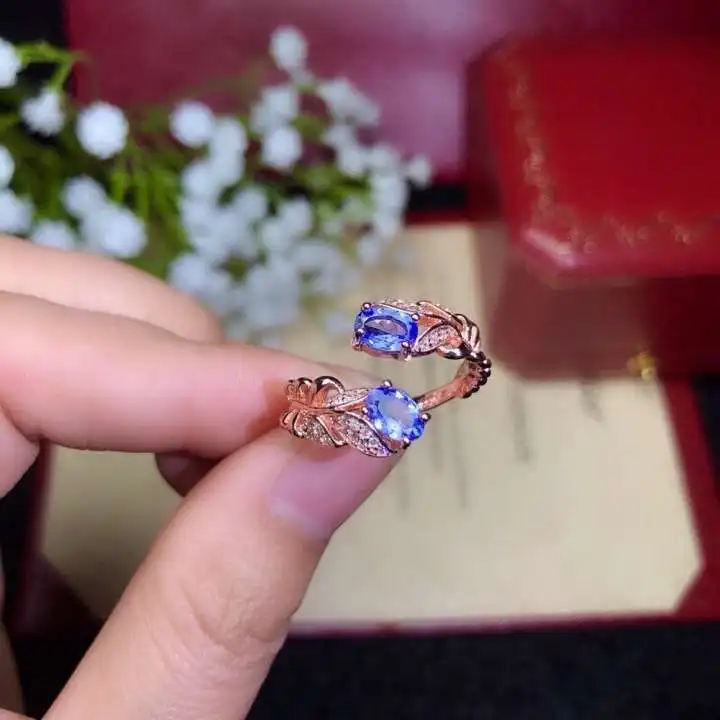 KJJEAXCMY boutique jewelryar 925 Серебряная Инкрустация натуральный танзанит драгоценный камень кольцо Поддержка обнаружения oiqw