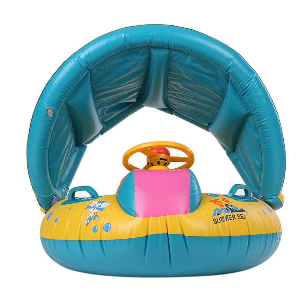 Безопасный детский поплавок, Надувное детское кольцо для плавания, детские надувные колеса, регулируемое сиденье с защитой от солнца, игруш... от AliExpress WW