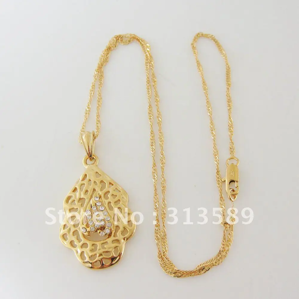 Foromance - YELLOW GOLD GP OVERLAY 18&quot NECKLACE&ampMUSLIM ALLAH GOD PENDANT CZ STONE/Great Money Maker | Necklace