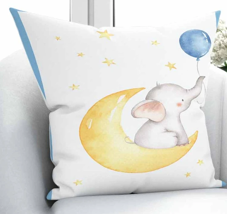 

Else Yellow Stars Moon on Elephants Balloons 3D Print Microfiber Throw Pillow Case Cushion Covers Square Hidden Zipper 45x45cm