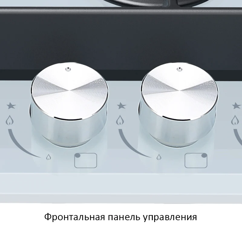 Встраиваемая панель с газ-контролем HIBERG VM 6044 W, белое закалённое стекло, мощные чугунные решетки, WOK