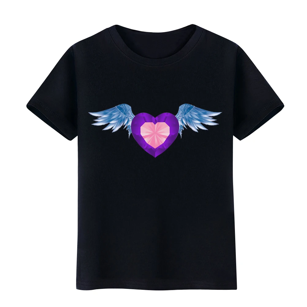 2017 Fashion T-Shirt Diamond Heart Wing O-Neck Short Sleeve summer Slim Top Women | Женская одежда