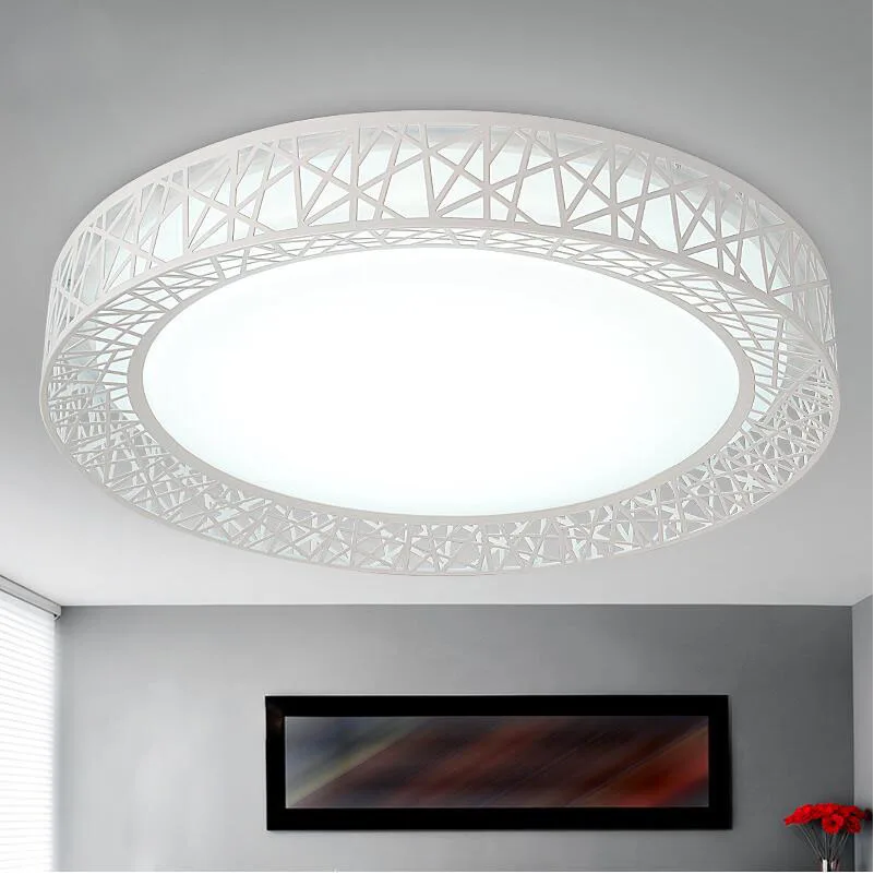 Luces de techo LED modernas para dormitorio, sala de estar, hierro, accesorio de iluminación para el hogar, lámpara de techo redonda en blanco/negro para Nido de Pájaro