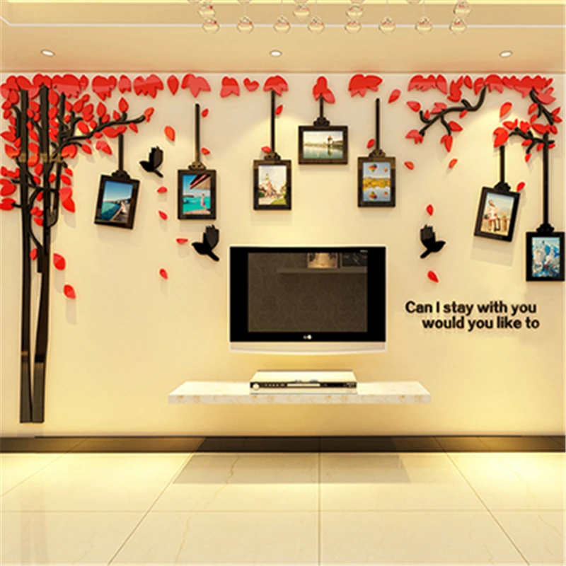 Romantic Tree Three-dimensional Acrylic Wall Stickers Living Room Sofa TV Background 3d Wall Sticker Creative Photo Frame Decor