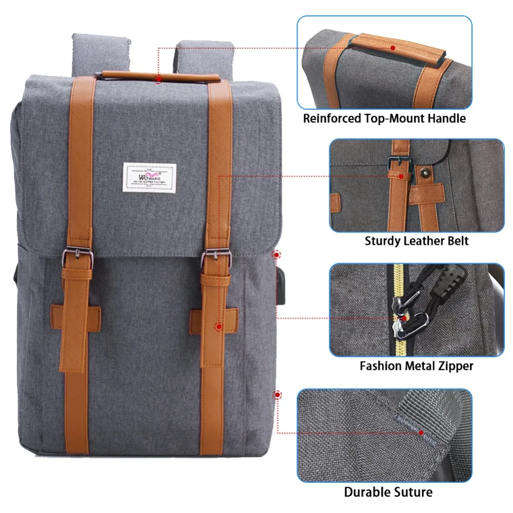 15 дюймовый рюкзак для ноутбука мужской модный нейлоновая сумка usb зарядки