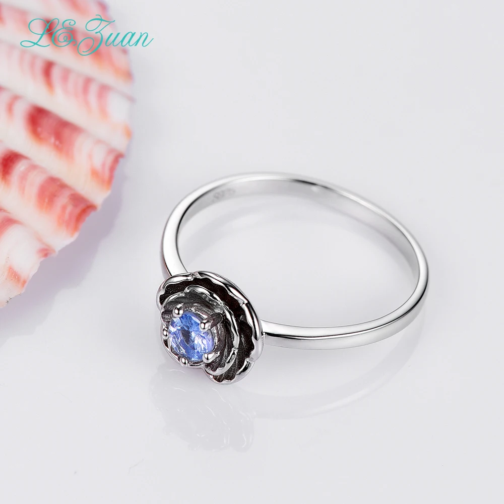 Женское кольцо из серебра 925 пробы с натуральным танзанитом карата|natural tanzanite|fine