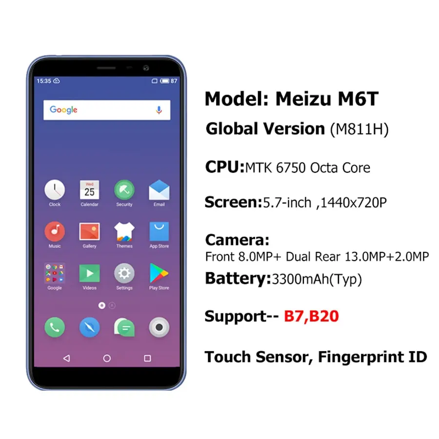 Meizu M6T глобальная версия 3 Гб оперативной памяти Оперативная память 32 GB Встроенная