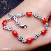 kjjeaxcmy fine jewelry 925 sterling silver inlaid natural red coral female bracelet support detection of new luxury cvbn