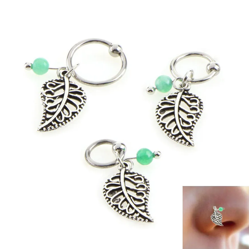 1 шт. хирургические Сталь круглый нос кольцо панк украшение в форме листка