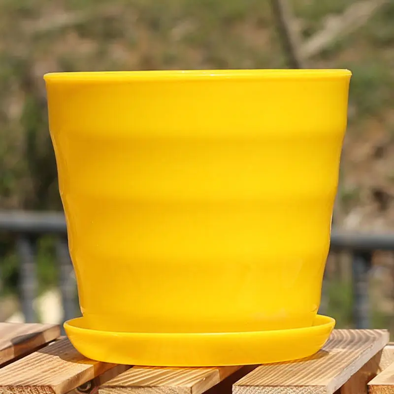 yellow 1 шт. XS-XL имитация керамических пластиковых цветочных растений горшки утолщаются суккуленты Детские садовые плантаторы для дома или офиса, декоративные поделки - Цвет: yellow