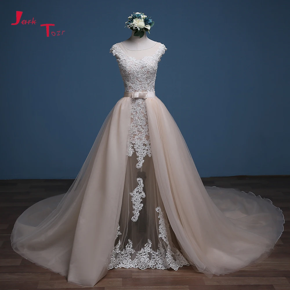 Jark Tozr Vestidos De Noiva Princesa с открытыми плечами Тюль цвет Шампань Великолепная Съемный