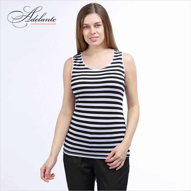 Женская майка в чёрную полоску морском стиле|t shirt|horizontal striped shirttight shirt |