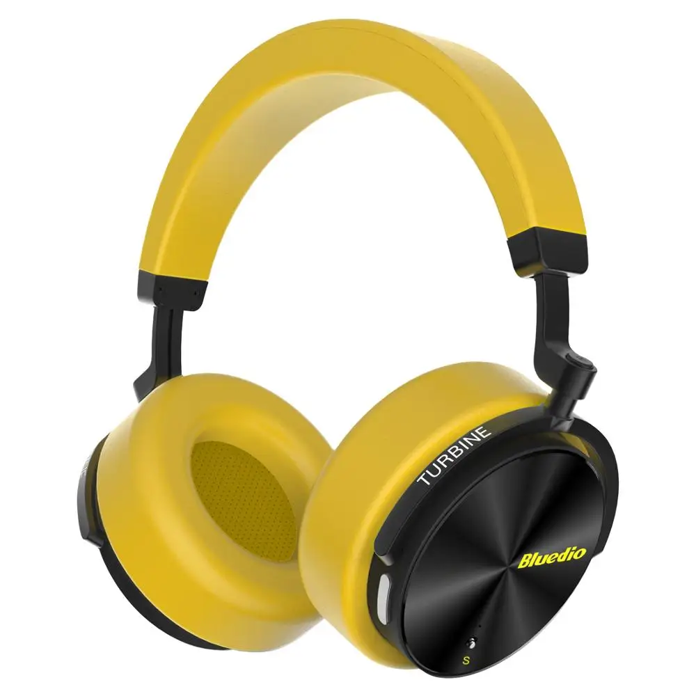 yellow Bluedio T5S Active Шум отмена Беспроводной Bluetooth наушники Портативный гарнитура с микрофоном для сотовых телефонов - Цвет: yellow