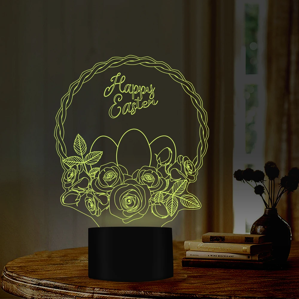 Happy Flower basket 3d led ночные светильники для дома кафе магазин домашних животных Декор