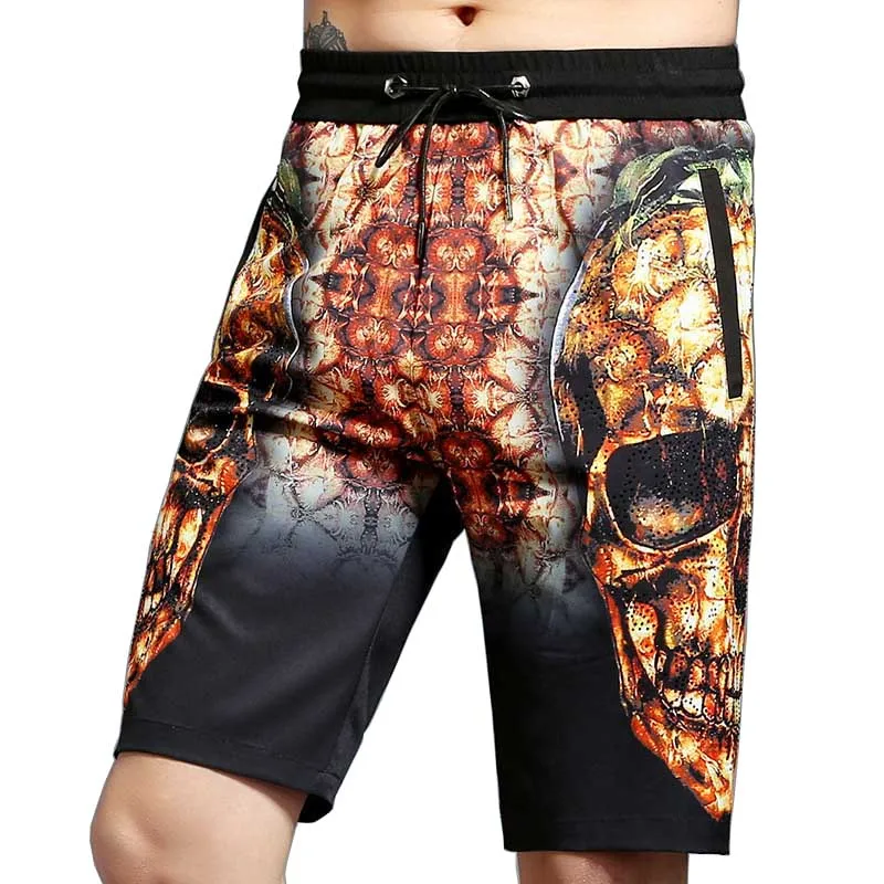 Новые модные летние мужские Короткие повседневные шорты с принтом черепа в
