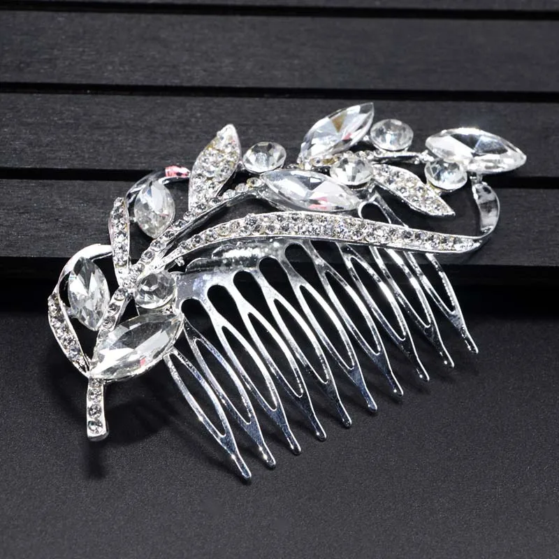 C 10x6cm Silver Свадебные расчески для волос розового и золотого цвета для невесты, стразы, жемчуг, женские шпильки, свадебный головной убор, украшения для волос, аксессуары - Окраска металла: C 10x6cm Silver