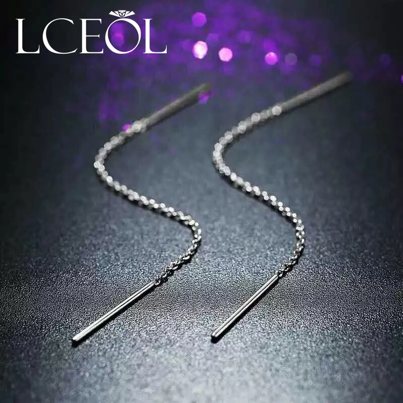Новые простые длинные серьги LCEOL с серебряным покрытием модные ювелирные изделия
