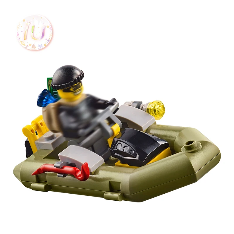 Legoings городской полицейский патрульный автомобиль и лодка строительные блоки