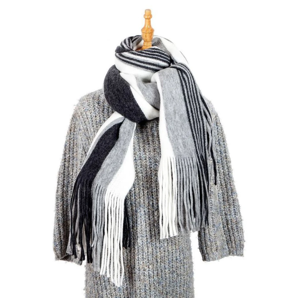 Теплые зимние Для женщин Мода длинный шарф в полоску шаль Ленточки украл