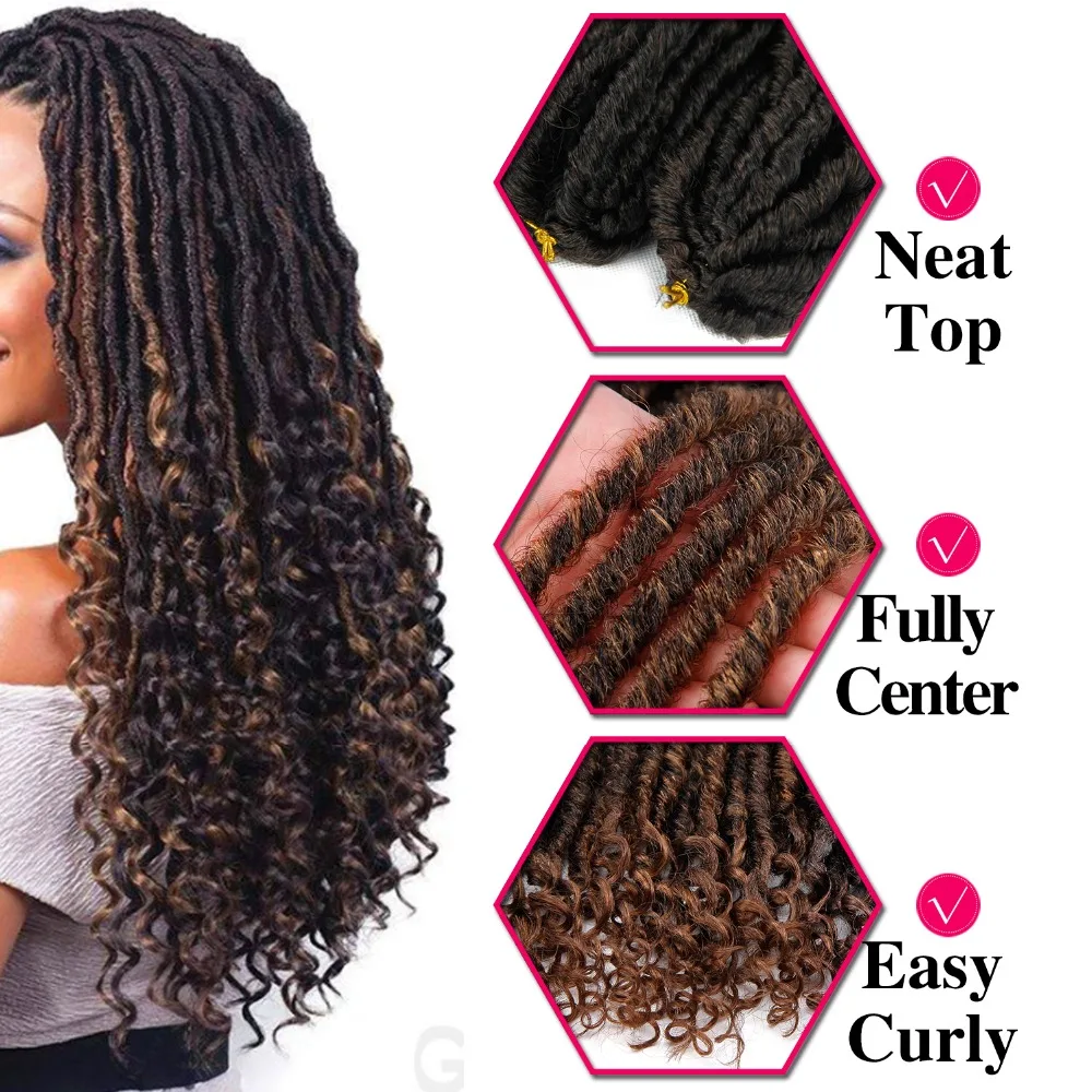 Накладные волосы Goddess Faux Locs вязаные крючком завитые 18 дюймов мягкие