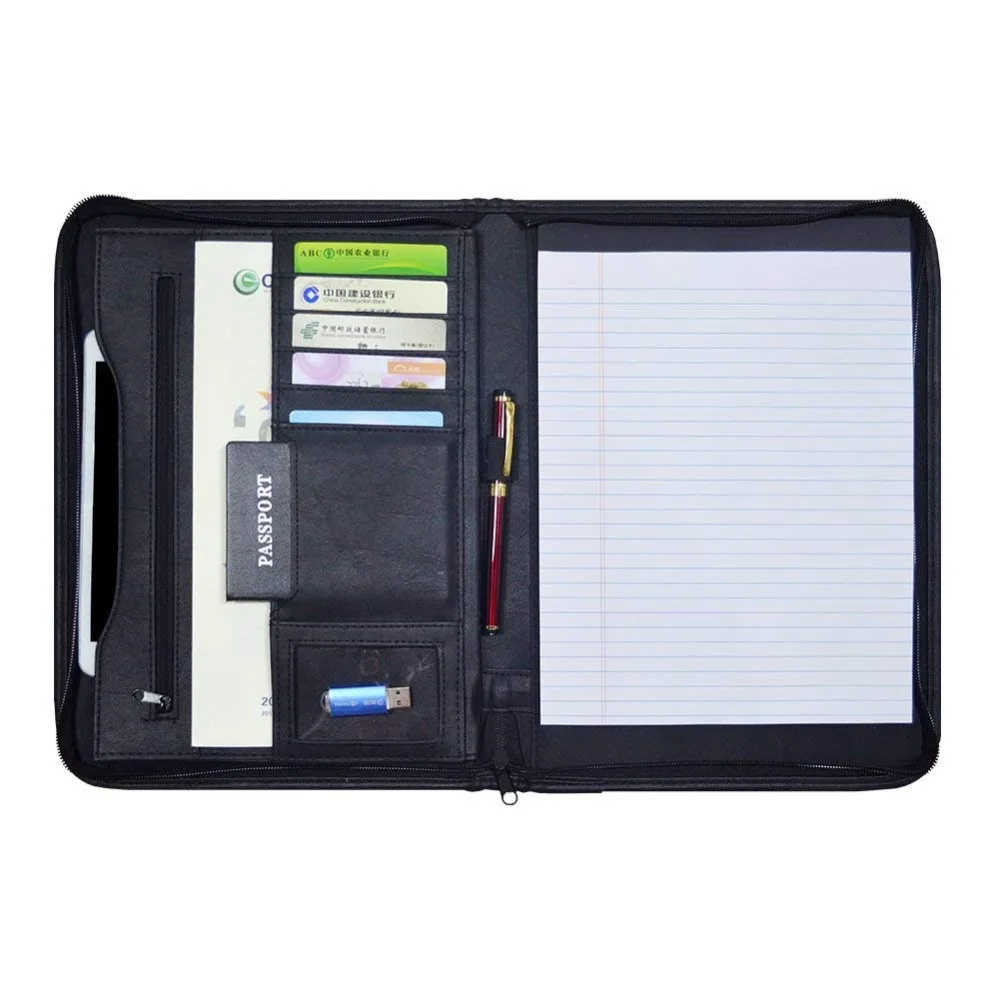 

Godery Zippered Padfolio Portfolio Binder, Leather Business Portfolio, 8.5 x 11 Legal Pad, Office Supplies Organizer, Black Zipp