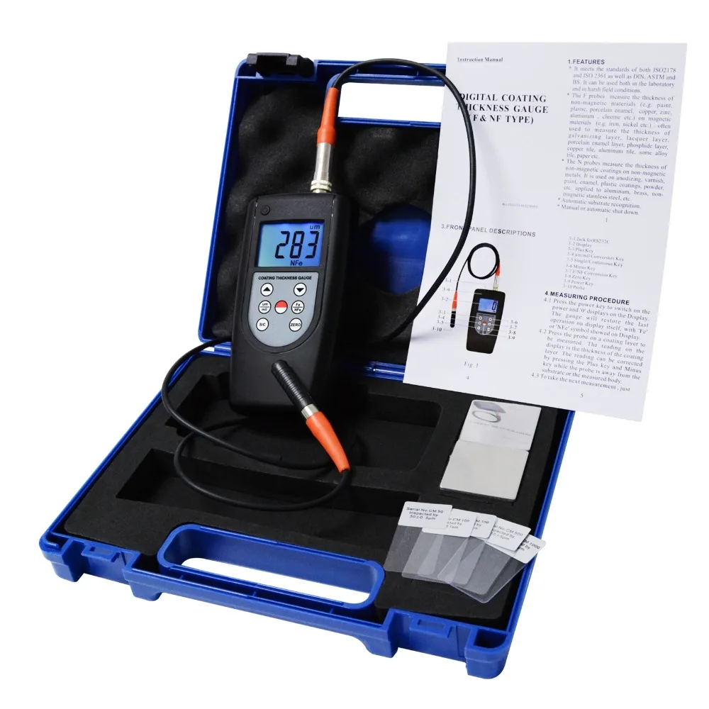 

Coating Thickness Meter Gauge F & NF 0~2000um 0~80mil Magnetic Induction Eddy Current Substrate Auto Detection