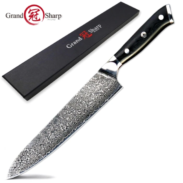 9.5 inch slicing Нож шеф-повара из дамасской стали vg10, японский нож из дамасской стали, кухонные ножи для очистки овощей, кухонные инструменты для приготовления пищи, подарочная коробка - Цвет: 9.5 inch slicing