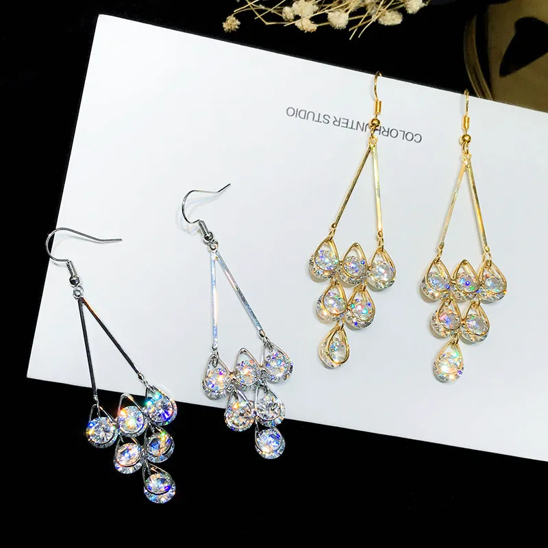 Женские серьги из серебра 925 пробы с фианитами|crystal earrings swarovski|crystal swarovski earringscrystal